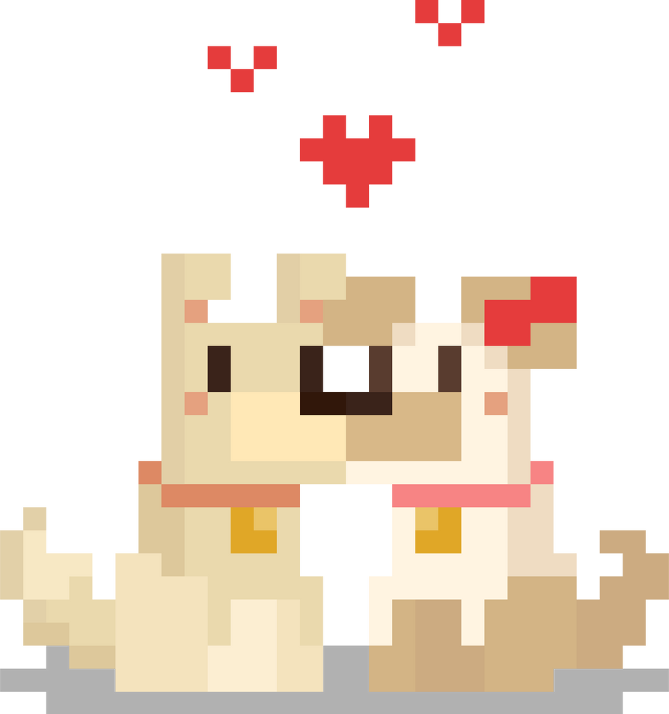 Pixel art cartoon dog couple character